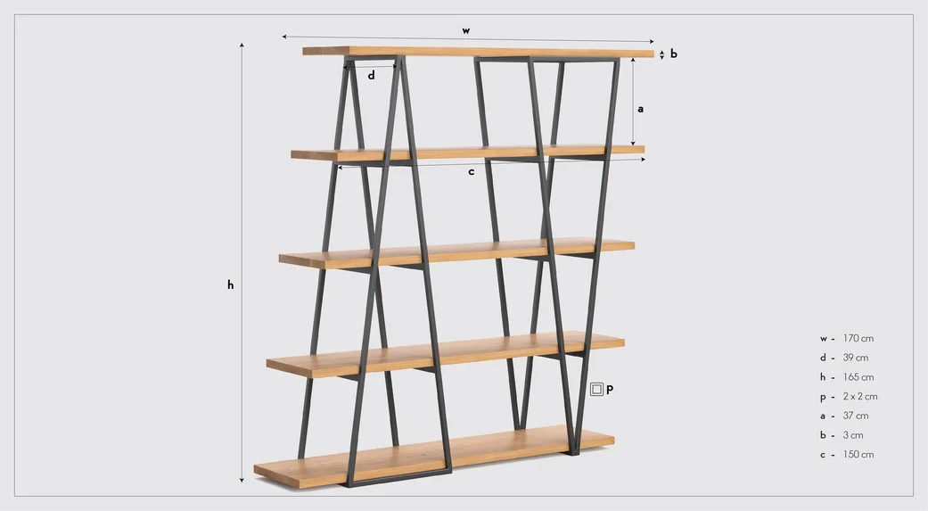 Industrielles Tilt-Bücherregal aus massivem Holz